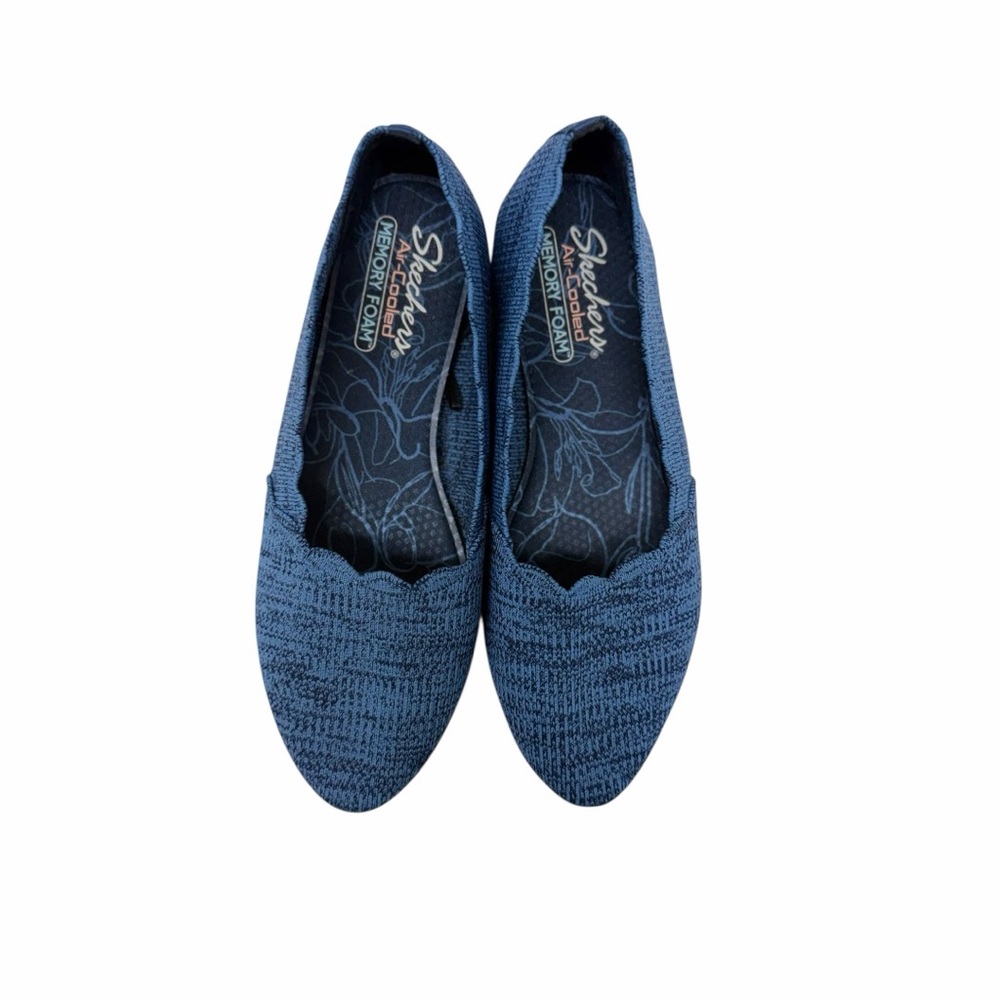 Skechers Air Cooled Memory Foam Blue Knit Flats Size 9